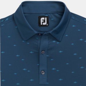 New Footjoy Men's School of Fish Print Lisle Self Collar XL
